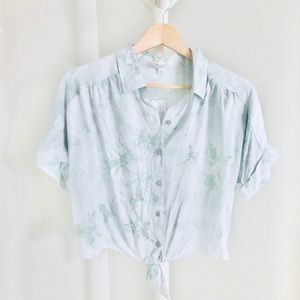 Sea Foam Tie Dye  Button Up